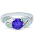ფოტო #1 პროდუქტის Purple Cubic Zirconia & Lab-Grown Opal Inlay Ring in Sterling Silver