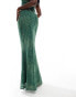 Фото #4 товара ASOS DESIGNA co-ord mesh fishtail skirt with side split in green snake print