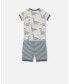 ფოტო #2 პროდუქტის Baby Boy Organic Cotton Two Piece Short Pajama Set Heather Beige Printed Dinosaurs - Infant