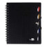 LIDERPAPEL Spiral notebook a5 micro executive plastic cover 100h 80gr square 5 mm 5 dividers with rubber band