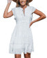 Women's White Split Neck Tassel Tie Lace Mini Beach Dress