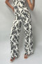 PRINTED PIQUÉ WIDE-LEG TROUSERS