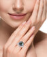 ფოტო #4 პროდუქტის EFFY® Black Tahitian Pearl (13mm) & Diamond (1/4 ct. t.w.) Double Halo Statement Ring in 14k White Gold