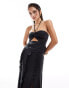 Фото #1 товара Pretty Lavish textured halter top co-ord in black