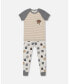 ფოტო #1 პროდუქტის Big Boys Cotton Two Piece Pajama Set Heather Beige Printed Monsters