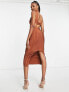 Фото #3 товара ASOS DESIGN Tall bodycon bandage midi dress with cut out in rust