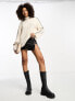 ASOS DESIGN high neck jumper with contrast seam detail in cream