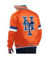 Фото #2 товара Men's Orange Distressed New York Mets Home Game Satin Full-Snap Varsity Jacket