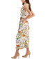 Фото #3 товара Women's Floral-Printed Linen-Blend Faux-Wrap Jumpsuit