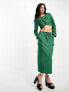 Extro & Vert maxi skirt with split in green check co-ord