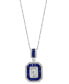 EFFY® Sapphire (3/4 ct. t.w.) & Diamond (5/8 ct. t.w.) Halo 18" Pendant Necklace in 14k White Gold