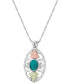 ფოტო #1 პროდუქტის Turquoise Pendant 18" Necklace in Sterling Silver with 12K Rose and Green Gold