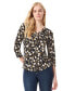 Women's Floral-Print Moss Crepe Embellished-Keyhole Top