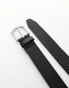 Фото #2 товара ASOS DESIGN leather belt with burnished silver buckle in vintage black