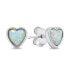 Delicate silver earrings Hearts with synthetic opals EA610W