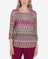 Petite Wine Country Chevron Textured Crew Neck Top