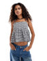 COLLUSION smock cami top with bunny tie detail in gingham