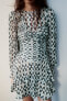 Short printed dress with metallic thread
