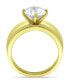 ფოტო #3 პროდუქტის Cubic Zirconia Prong Set Oval Stone on Polished Cigar Band in Silver Plate and Gold Plate