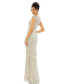 ფოტო #2 პროდუქტის Women's Embellished Illusion Cap Sleeve Column Gown