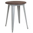 Фото #4 товара 24" Round Silver Metal Indoor Table With Walnut Rustic Wood Top