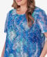 Фото #4 товара Plus Size Neptune Beach Tie Dye Textured Top with Necklace