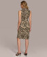 Фото #2 товара Donna Karan Women's Animal-Print Side-Ruched Dress