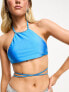 Фото #4 товара Bershka halterneck bikini top in bright blue