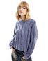 Фото #1 товара Weekday Fiona chunky knit jumper in dusty blue melange