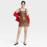 Фото #2 товара Women's Faux Leather Bodycon Dress - A New Day Dark Brown S