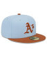 Men's Light Blue/Brown Oakland Athletics Spring Color Basic Two-Tone 59FIFTY Fitted Hat Light Blue, Brown, 7 1/4 - фото #2