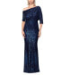 Women's Sequined One-Shoulder Gown