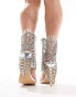 Azalea Wang Taliah embellished cage heeled sandals in silver