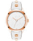 Women's Analog White Synthetic Leather with Rose Gold-Tone Alloy Accents Strap Watch, 38mm