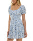 ფოტო #1 პროდუქტის Juniors' Floral-Print Puff-Sleeve Fit & Flare Dress