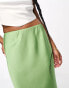 Фото #3 товара ASOS DESIGN Petite satin bias midi skirt in khaki green