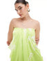 ASOS DESIGN satin bandeau drape column midi dress in lime floral print