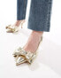 ASOS DESIGN Wide Fit Sapphire bow detail mid heeled shoes in gold