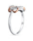 ფოტო #3 პროდუქტის Romantic Two Tone Pave CZ Accent Cubic Zirconia Crossover Intertwined Infinity& Heart Promise Ring For Women Rose Gold Plated .925 Sterling Silver