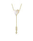 Фото #2 товара 14k Gold Plated with Cubic Zirconia & Mother of Pearl Cupida€s Arrow Heart Y-Necklace