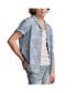 Men's Printed Chambray Camp Collar Short Sleeve Shirt