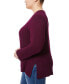 Plus Size Solid V-Neck High-Cuff Sweater Cabarnet R, 0X - фото #3