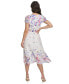 Petite Flutter-Sleeve Faux-Wrap Midi Dress