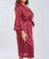 ფოტო #3 პროდუქტის Plus Size Silky Long Robe with Lace Trims