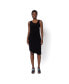 Women's Sleeveless Black Asymmetrical V-Neck Drape Front Dress