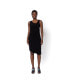 Фото #1 товара Women's Sleeveless Black Asymmetrical V-Neck Drape Front Dress