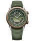 Men's Swiss Automatic Freelancer GMT Green Leather Strap Watch 41mm