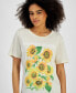 ფოტო #3 პროდუქტის Juniors' Sunflower Graphic Crewneck T-Shirt