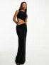 ASOS DESIGN slinky cut out maxi dress with contrast binding in black