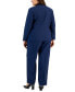 Фото #3 товара Plus Size Contrast-Collar Windowpane Check Pantsuit